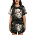Adobk Baseball Breaking Glass Print Women Pajamas Sets for ShortSleeved，Shorts Comfy Pjs Casual