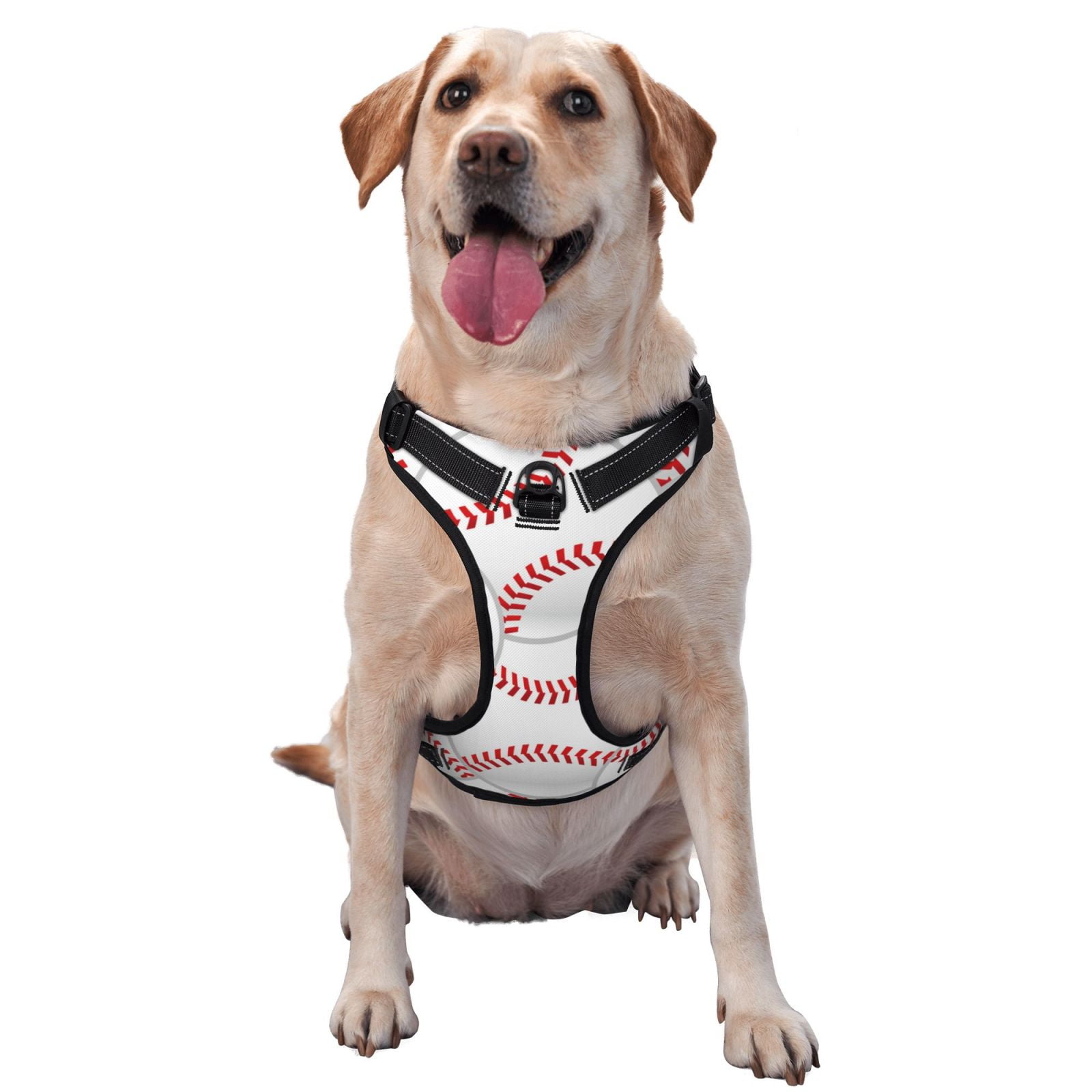 Adobk Baseballs Print No Pull Dog Harness,3 Snap Buckles Reflective