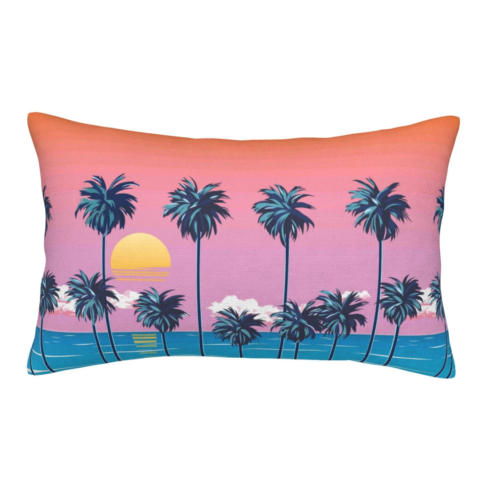 Adobk Beach with Palm Trees Print Pillowcases Cotton Queen Pillow Cases
