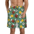 Adobk Beer And Soccer Print Men's Swim Trunks Hawaiian Bathing Suit