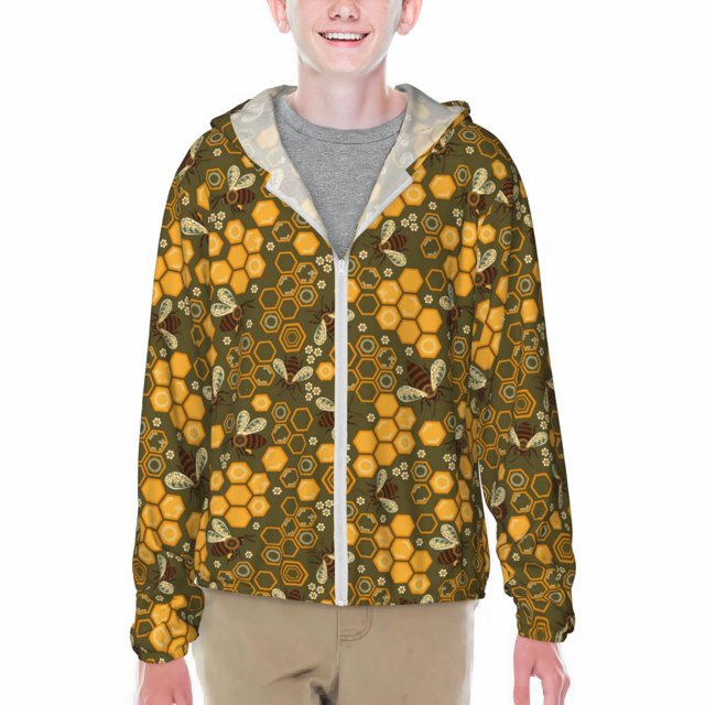 Adobk Bees and Print Rash Guard Long Sleeve UPF 50+ UV