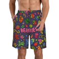 Adobk Berry Fruits Print Men's Swim Trunks Hawaiian Bathing Suit