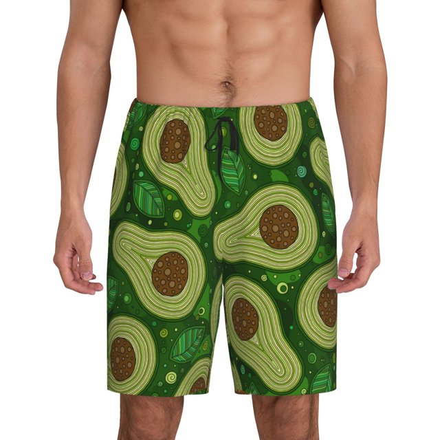 Adobk Big Colorful Avocados Print Pajama Shorts Elastic Waistband Sleep