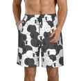 Adobk Black And White Sheeps Print Men's Swim Trunks Hawaiian Bathing