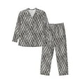 Adobk Black White Stripes Print Mens Pajamas Set Long Sleeve Soft