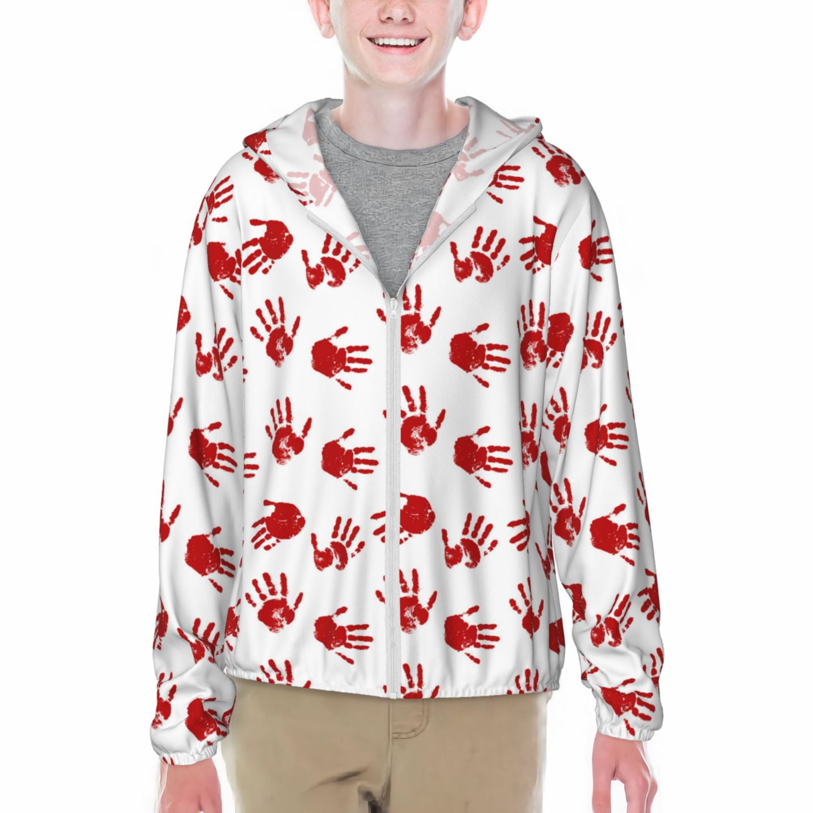 Adobk Bloody Hand Print Rash Guard Long Sleeve UPF 50+ UV Protection