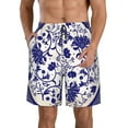 Adobk Blue And White Porcelain Pattern Print Men's Swim Trunks Hawaiian