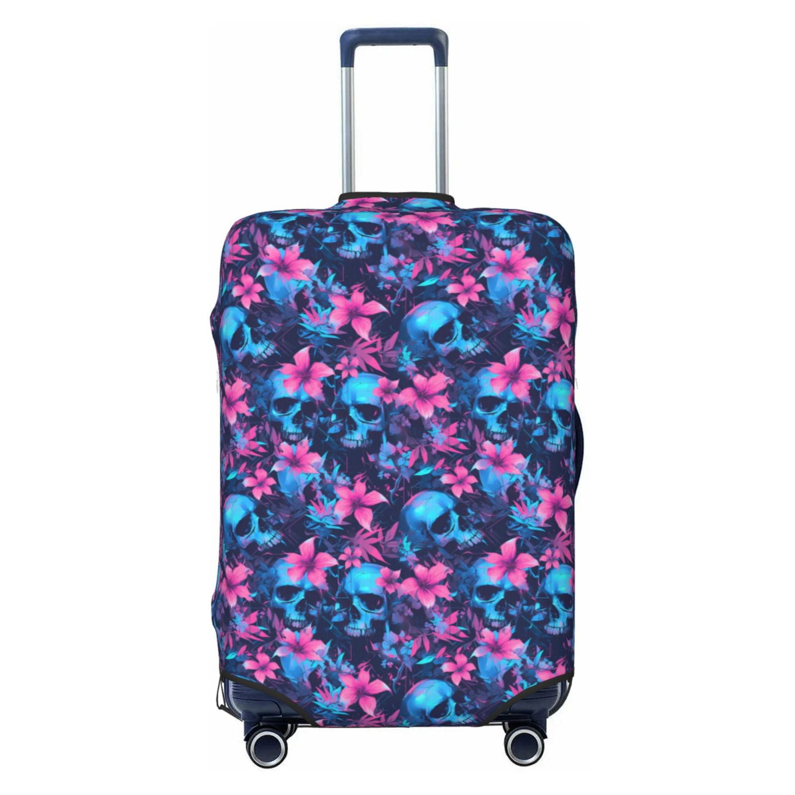 Adobk Blue Skull Flower Elastic Luggage Protector Suitcase Cover