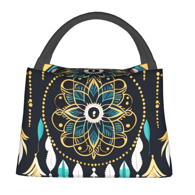 Adobk Boho Dreamcatcher Print Portable Insulated Lunch Container set