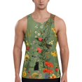Adobk Botanical Garden With Cats Print Men's Workout Tank Tops