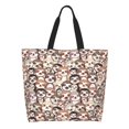 Adobk Brown Sloth Print Stylish Canvas Tote Bag with an External Pocket