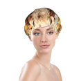 Adobk Bucket Flower Cow Print Shower Cap Large Shower Cap for Women