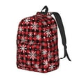 Adobk Buffalo Plaid Snowflakes Print Canvas Backpack Lightweight Travel