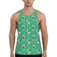 Adobk Bulldog Puppy Flower Print Men's Workout Tank Tops Sleeveless