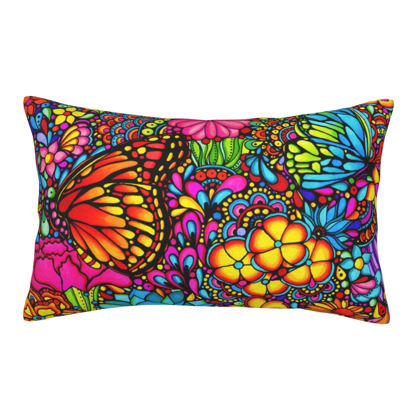 Adobk Butterfly Garden Print Pillowcases Cotton Queen Pillow Cases,Soft