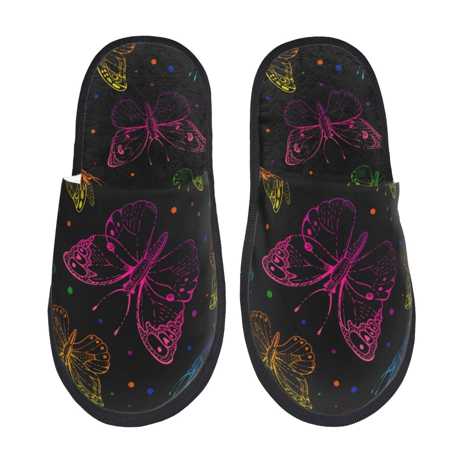 Adobk Butterfly Print Slippers Indoor Outdoor,Retro Slippers House Soft