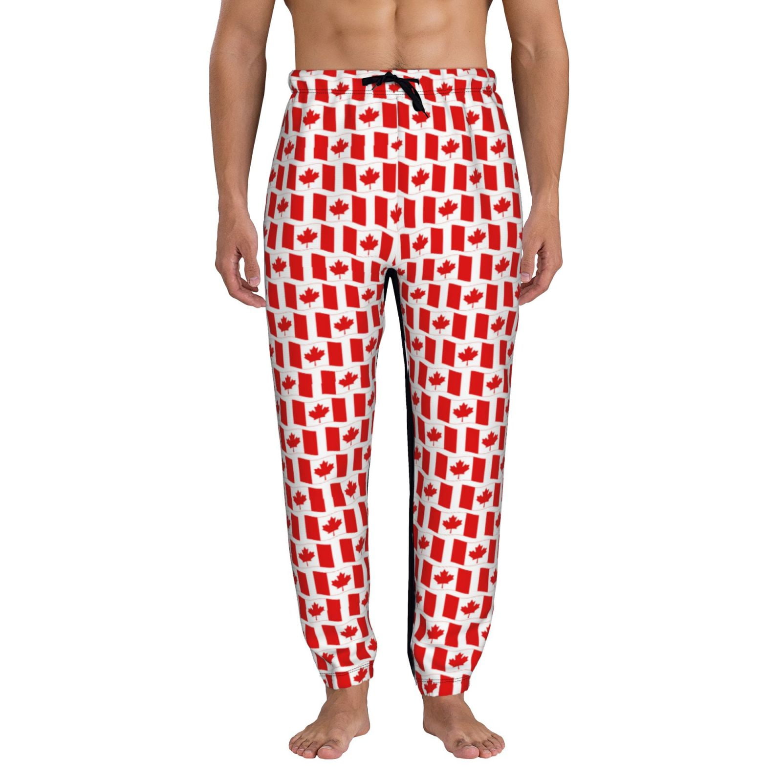 Adobk Canada Print Men's Sweatpants Tapered Joggers for Men Athletic