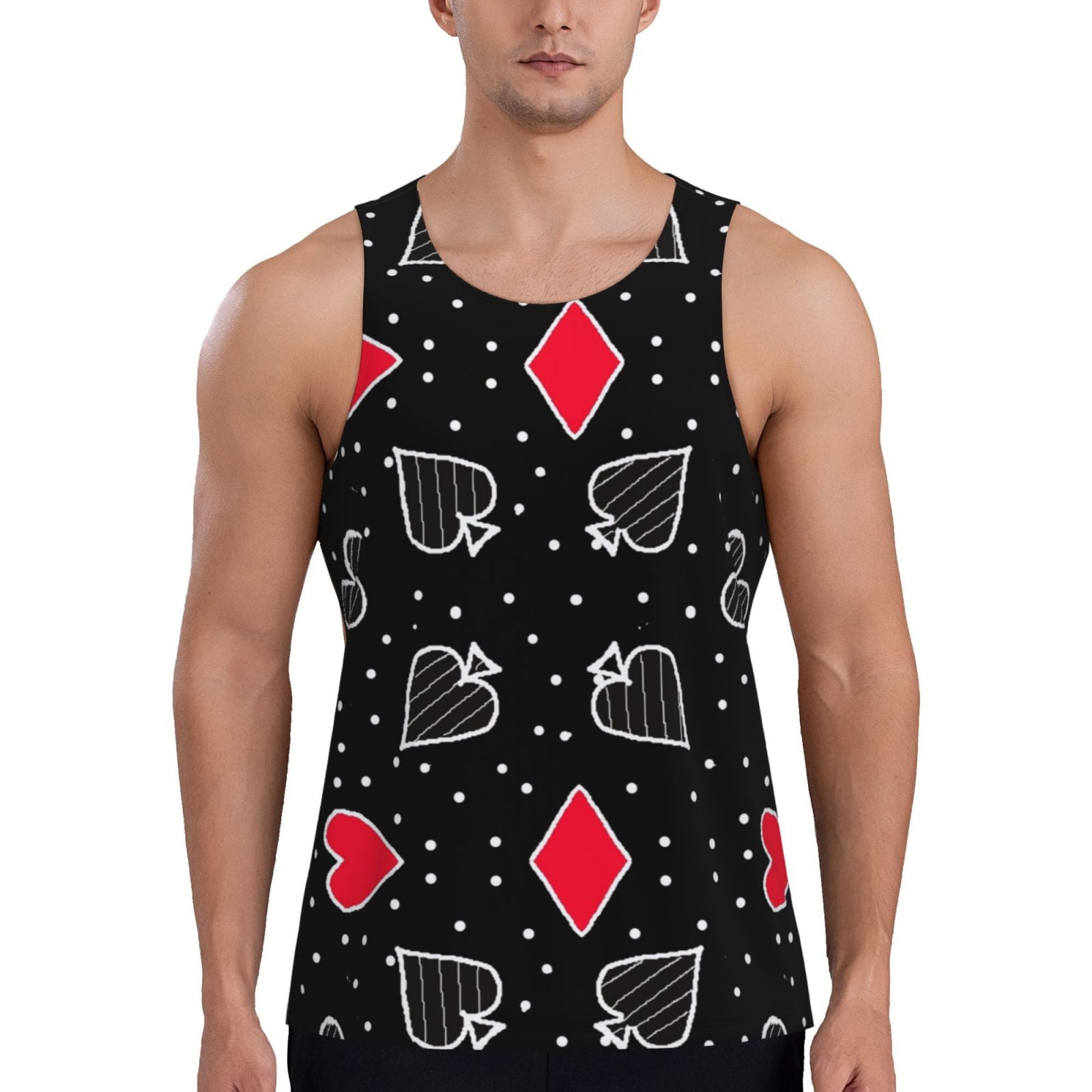 Adobk Card Suits Print Men's Workout Tank Tops Sleeveless Mesh Muscle