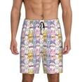 Adobk Cartoon Colorful Rabbit Print Pajama Shorts for Men Pjs Bottoms