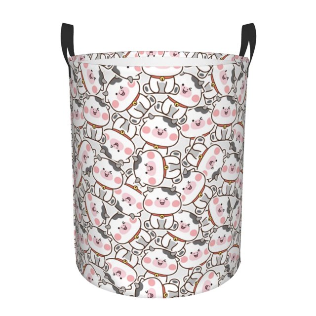 Adobk Cartoon Cow Print Laundry Basket,irty Clothes Hamper with Handle