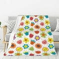 Adobk Cartoon Flowers Print Blanket Super Soft Flannel Throw Blanket