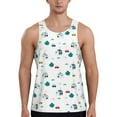 Adobk Cartoon House Car Print Men's Workout Tank Tops Sleeveless Mesh