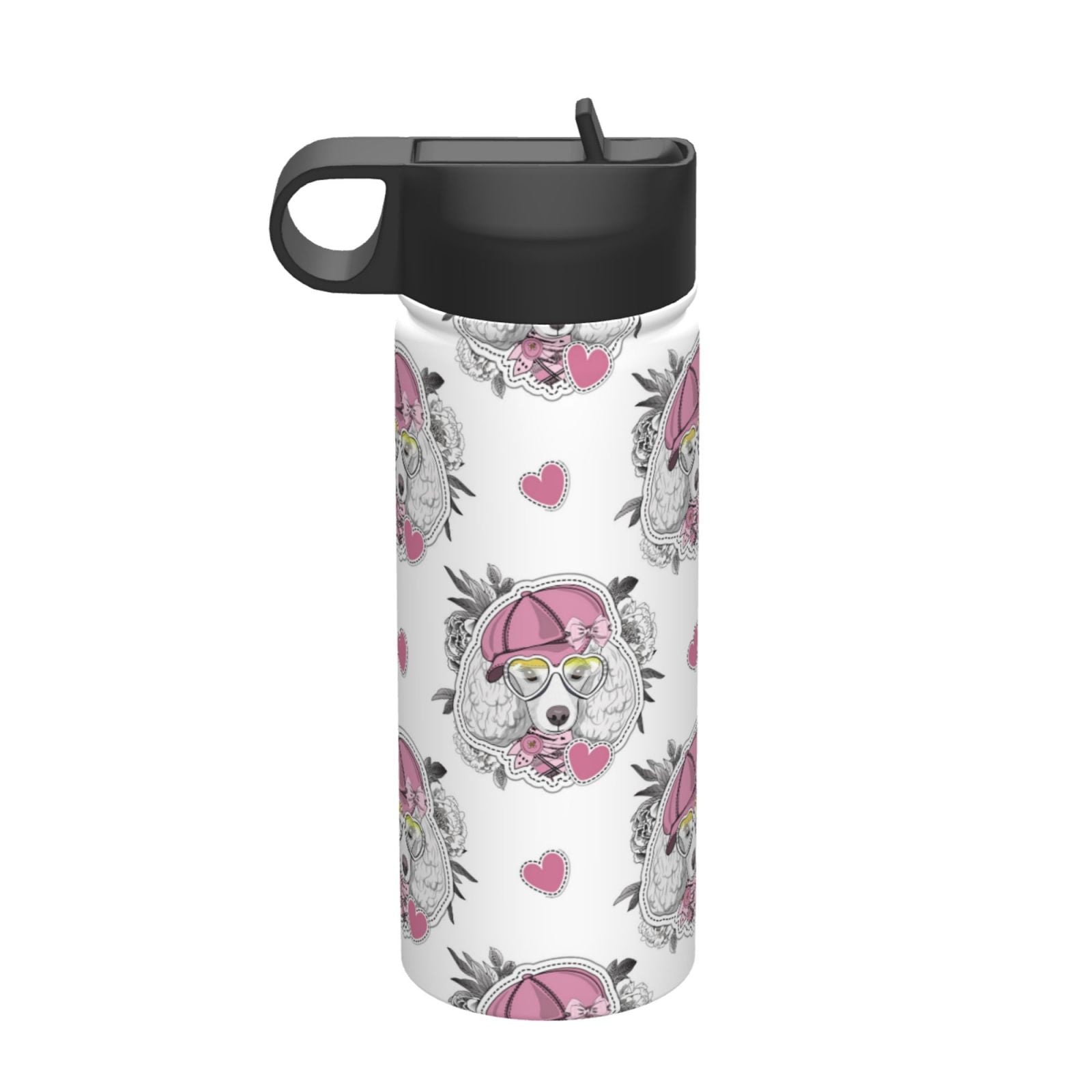 Adobk Cartoon Poodle Dog Print Water Bottle,18oz Sports Insulated ...