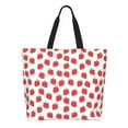 Adobk Cartoon Strawberry Print Stylish Canvas Tote Bag with an External