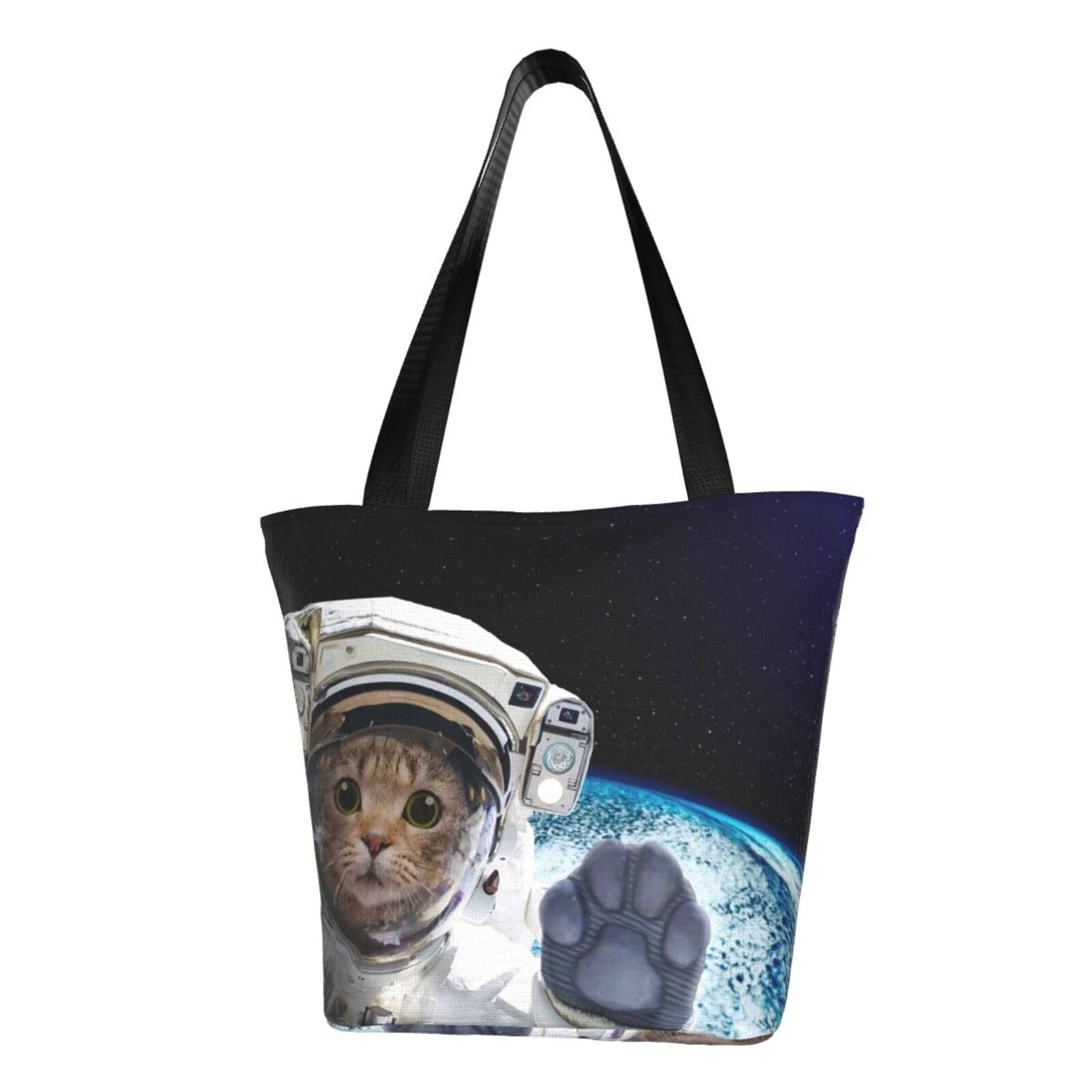 Astronaut Pattern Print Leather Tote Bag main image 1