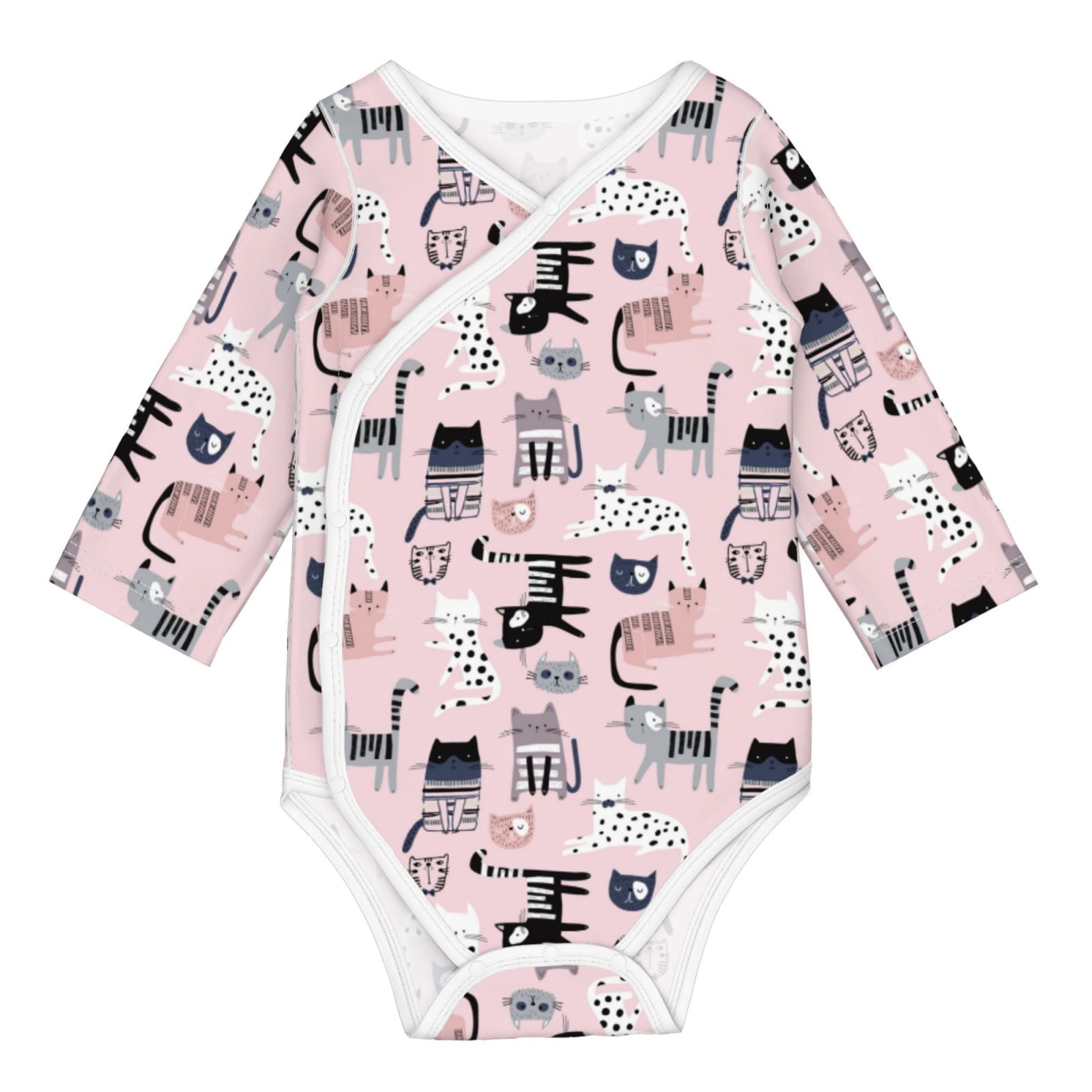Adobk Cat Print Baby LongSleeve Bodysuit Baby Clothes Newborn Girl