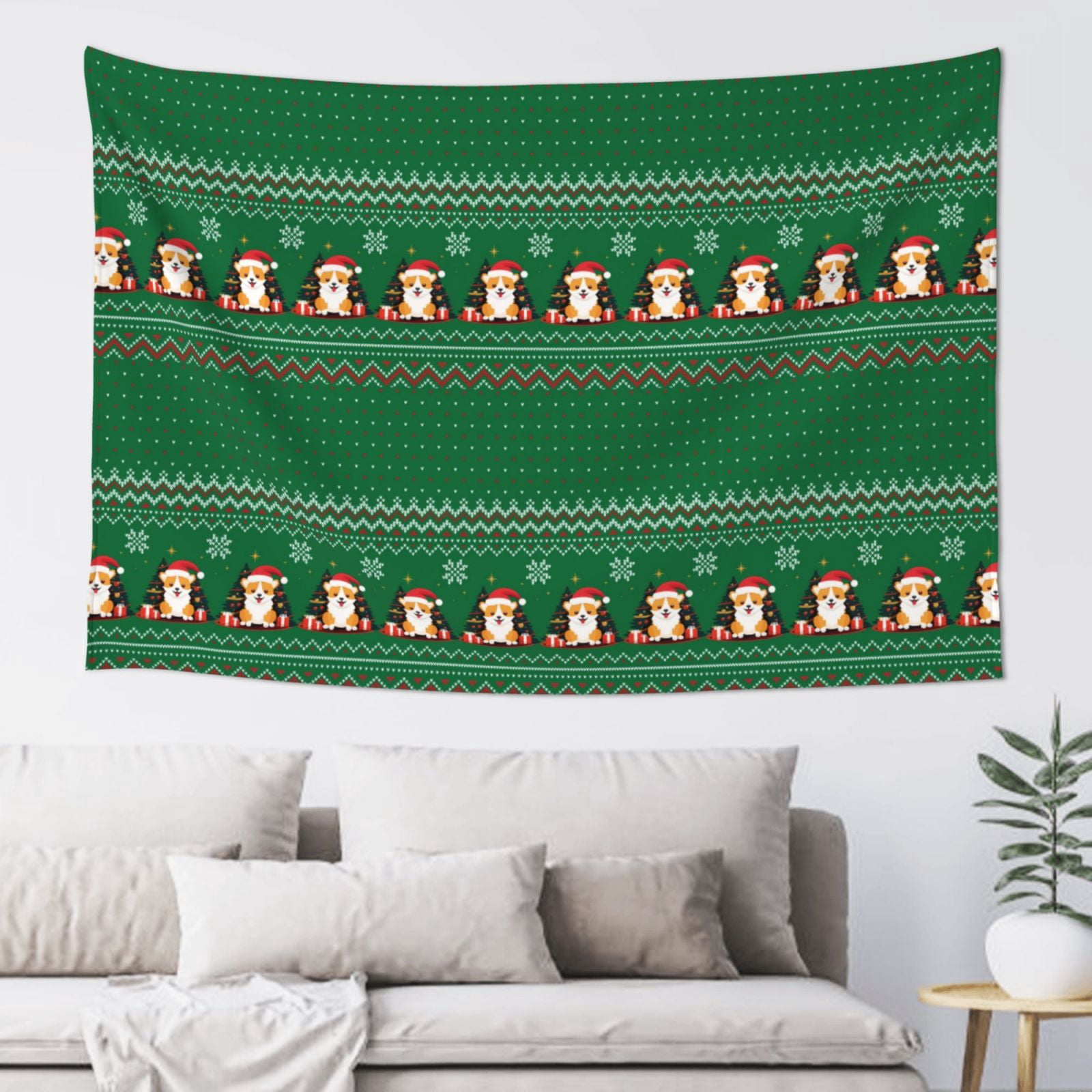 Adobk Christmas Corgis Print Tapestry Wall Tapestry 60x40 Inch, Wall ...