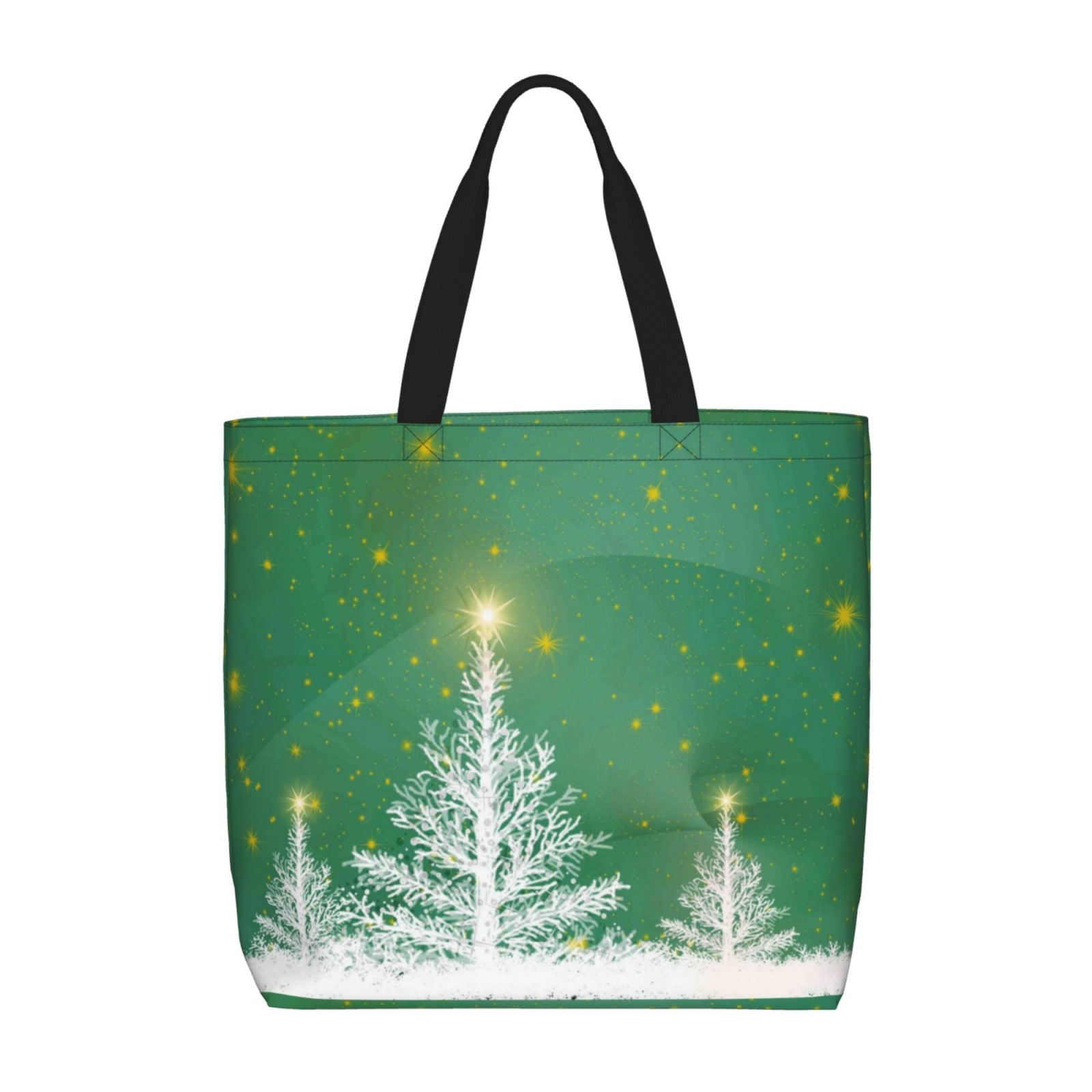 Adobk Christmas Green Print Tote Bags Shoulder Bag Beach Bag with ...