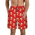 Adobk Christmas Hat beer Print Men's Swim Trunks Hawaiian Bathing Suit