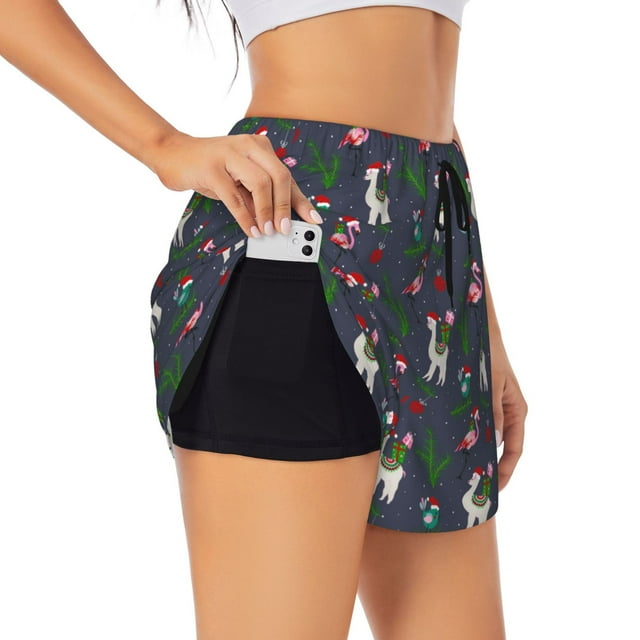 Adobk Christmas Party Print Women's Workout Shorts for Athletic Gym