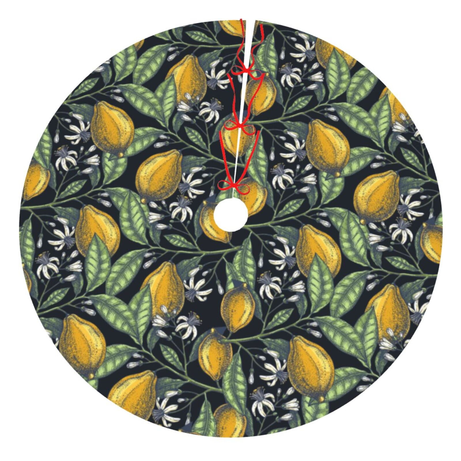 Adobk Citrus Fruits Elegant Lemons Print Christmas Tree Skirt Christmas