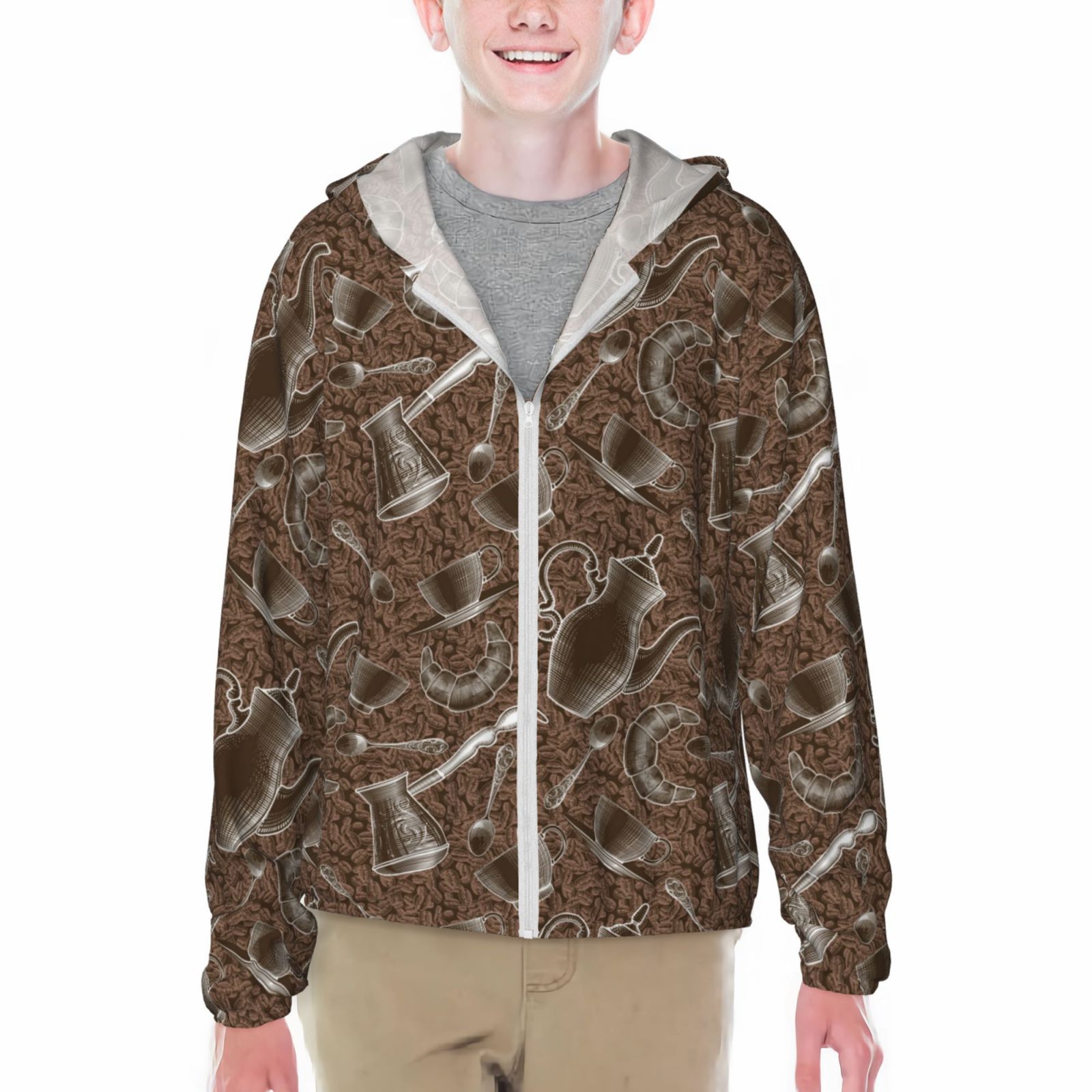 Adobk Coffee pots Print Rash Guard Long Sleeve UPF 50+ UV Protection