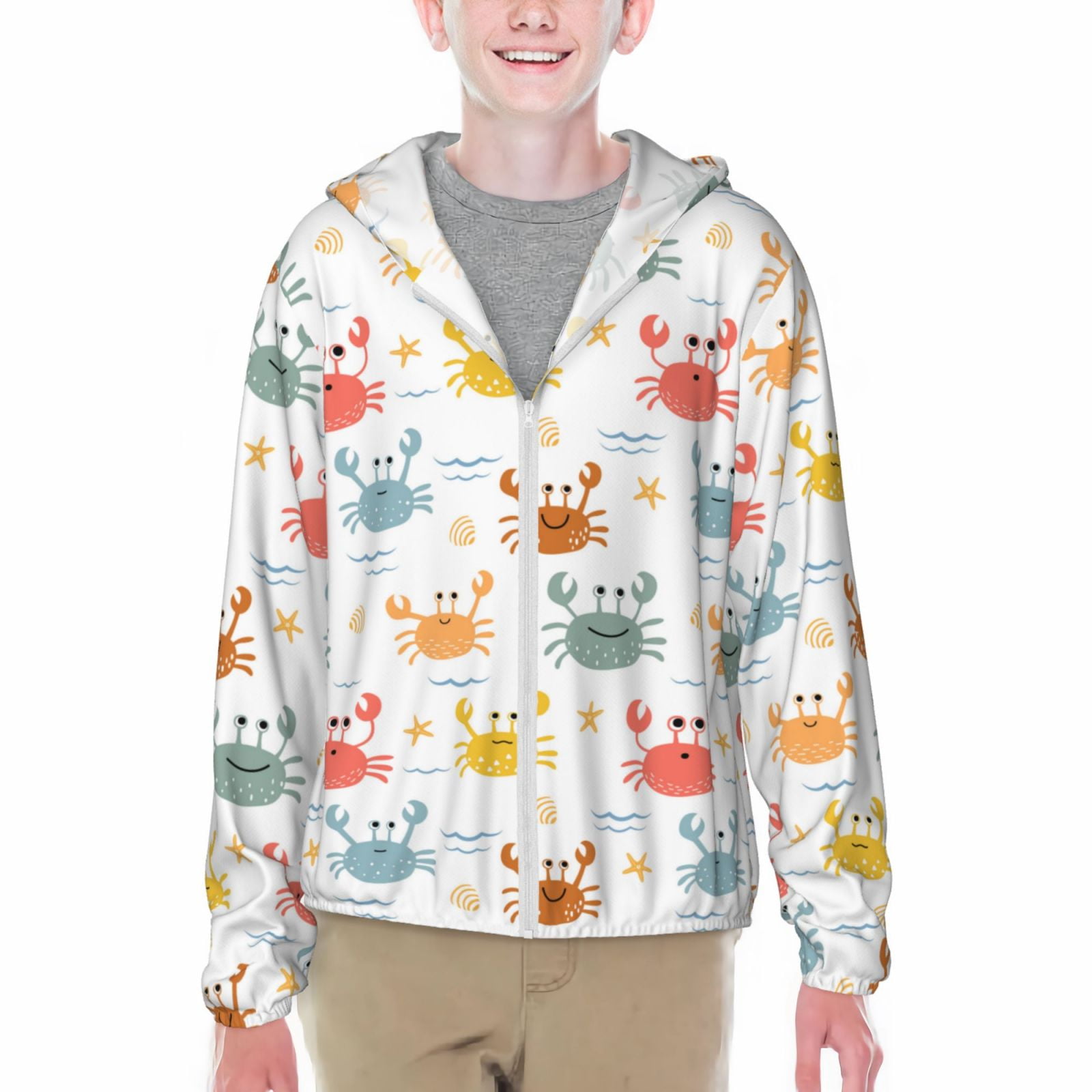 Kids Colorful Paw Print Long Sleeve Rash Guard Swim Shirt With UPF 50+
