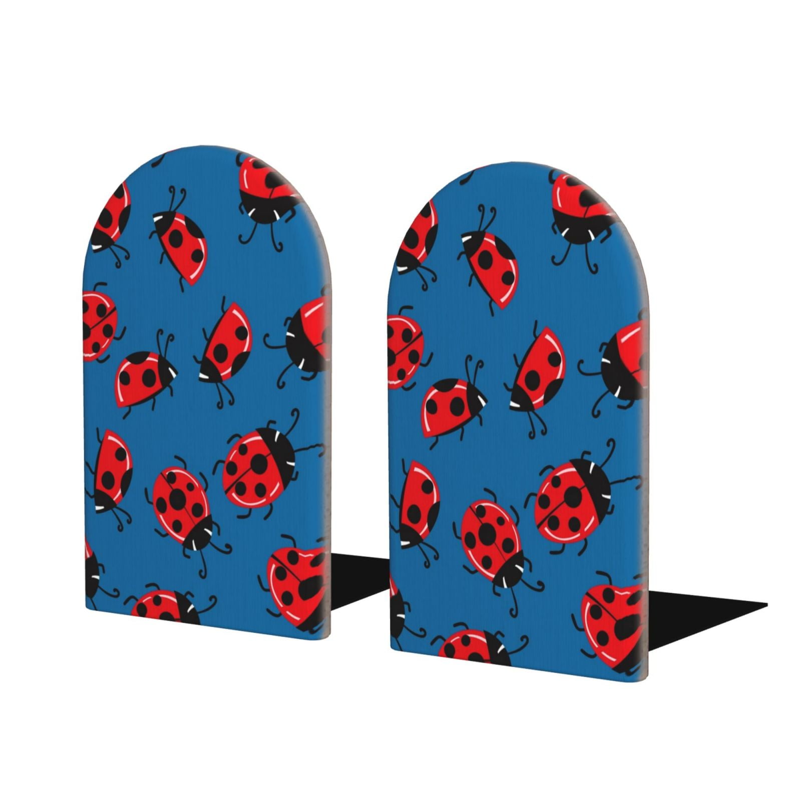 Adobk Colorful Ladybird Print Wood,NonSkid Bookend for Shelves