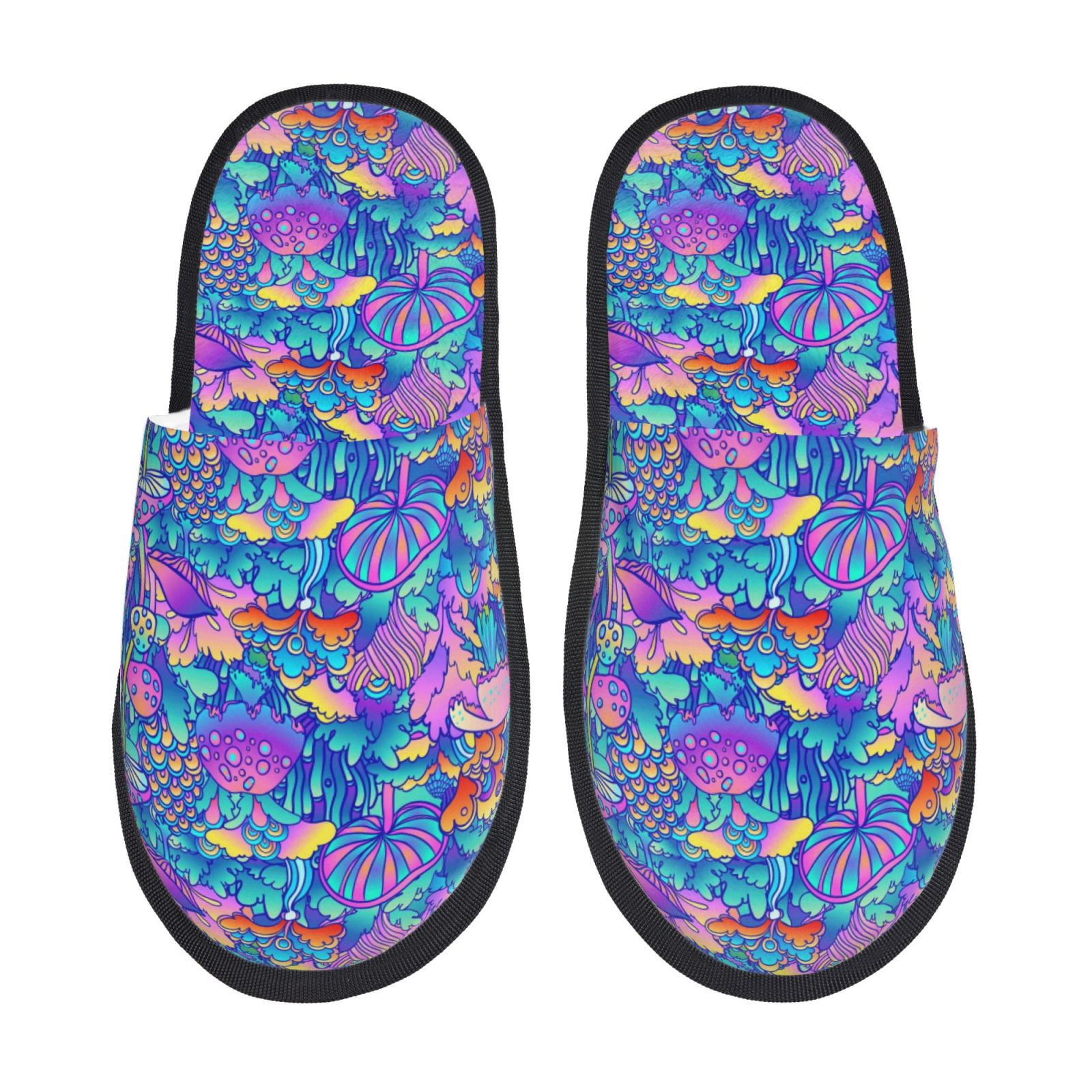 Adobk Colorful Mushrooms Print Slippers Indoor Outdoor,Retro Slippers