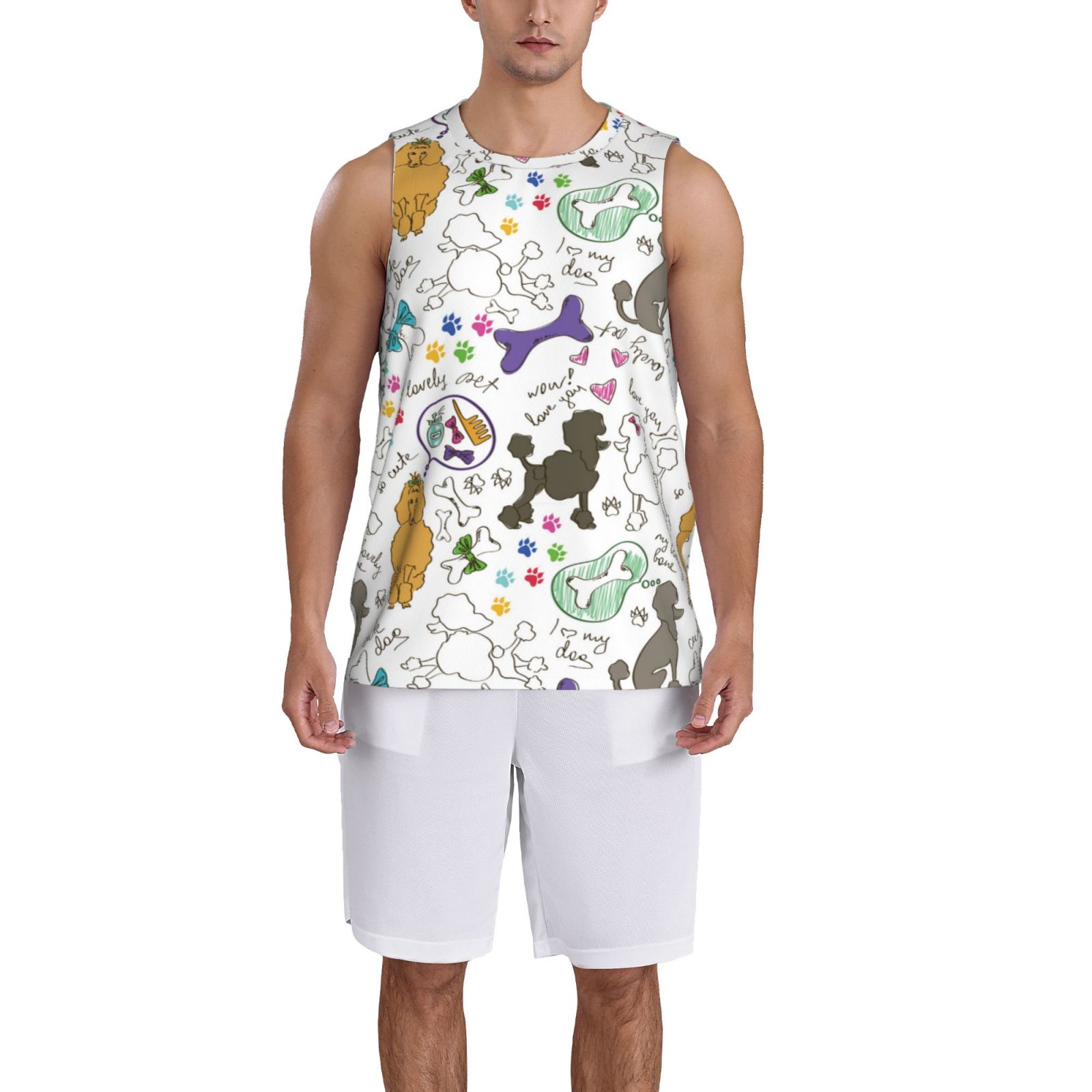 Adobk Colorful Poodle Dog Print Basketball Jerseys Sports Fans Shirts