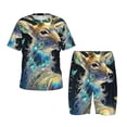 Adobk Colorful Stained Glass Deer Print Pajamas Toddler 2 Piece Short