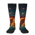 Adobk Colorful Starry Sky Sleep Dog Print Knee High Socks Athletic Tube