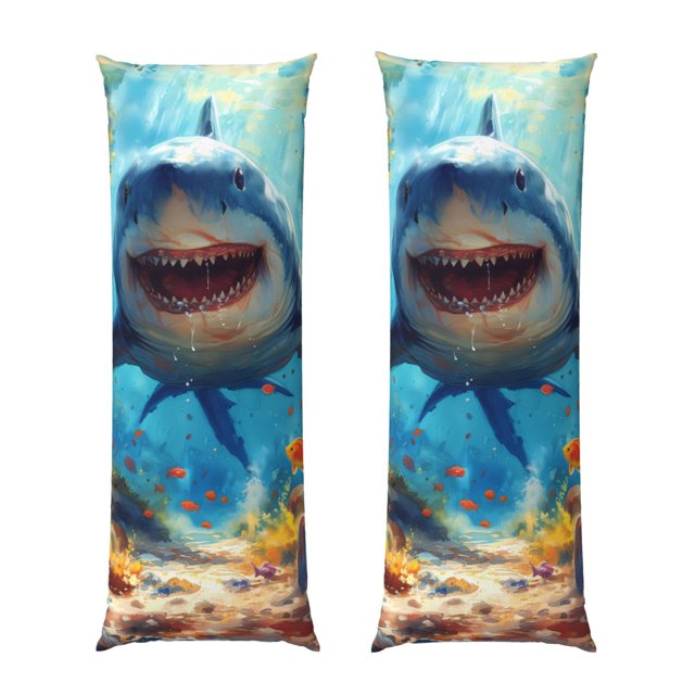 Adobk Colorful Underwater Shark Print Body Pillow Cover with Zipper