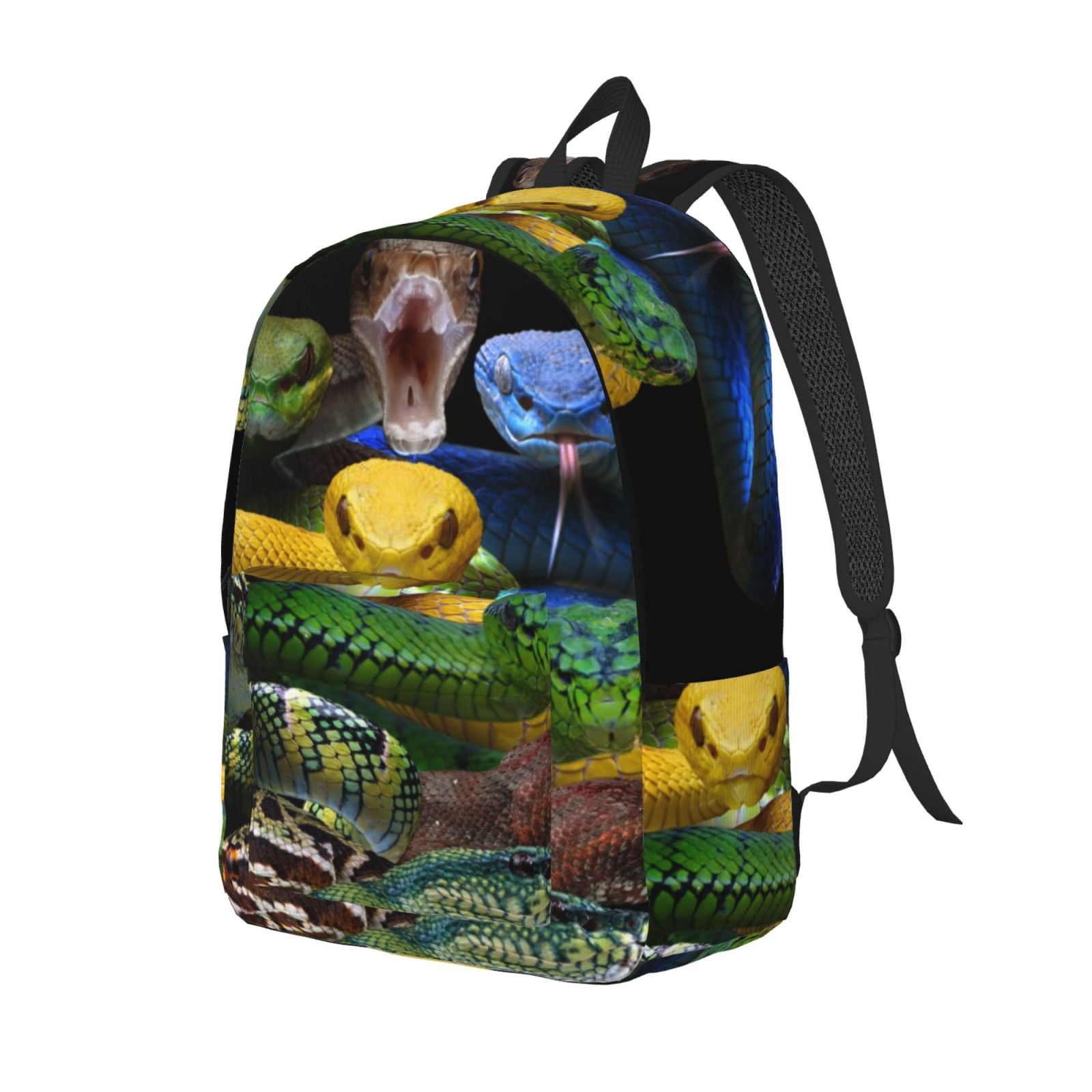 Adobk Colorful Viper Snake Print Canvas Backpack Lightweight Travel ...