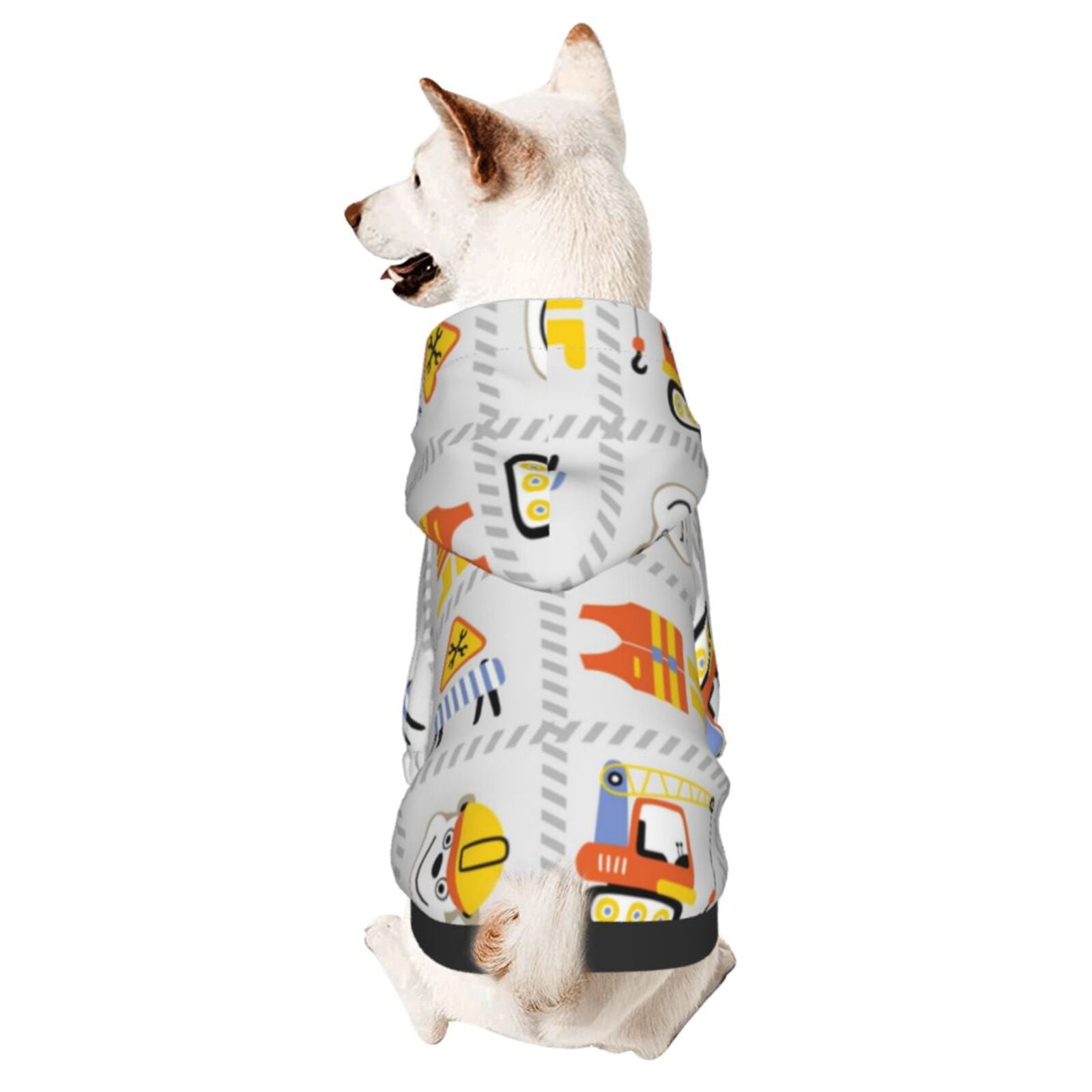 Adobk Construction Equipments Worker Print Dog Hoodie Dog Sweater