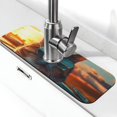 Adobk Cool Cat Driving Sunset Print Faucet Mat for Kitchen Sink,Sink