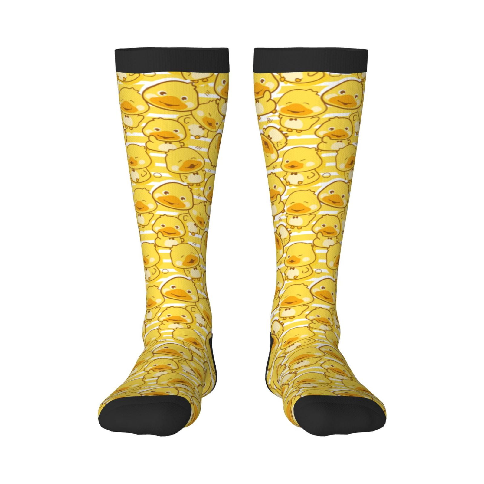 Adobk Cool Duck With Yellow Strip Print Knee High Socks Athletic Tube