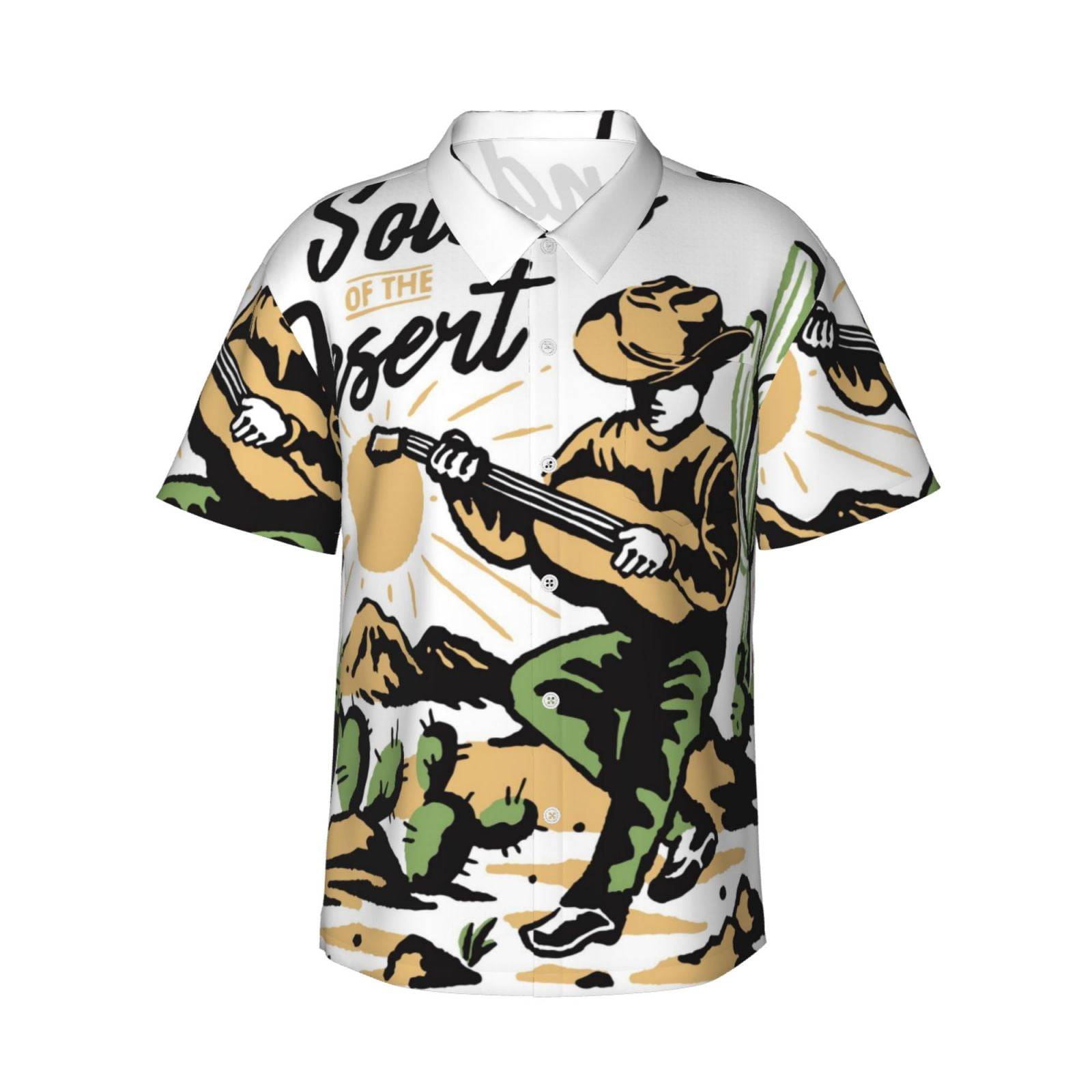 Adobk Cowboy Playing Guitar Hawaiian Shirt Men Casual Button Down