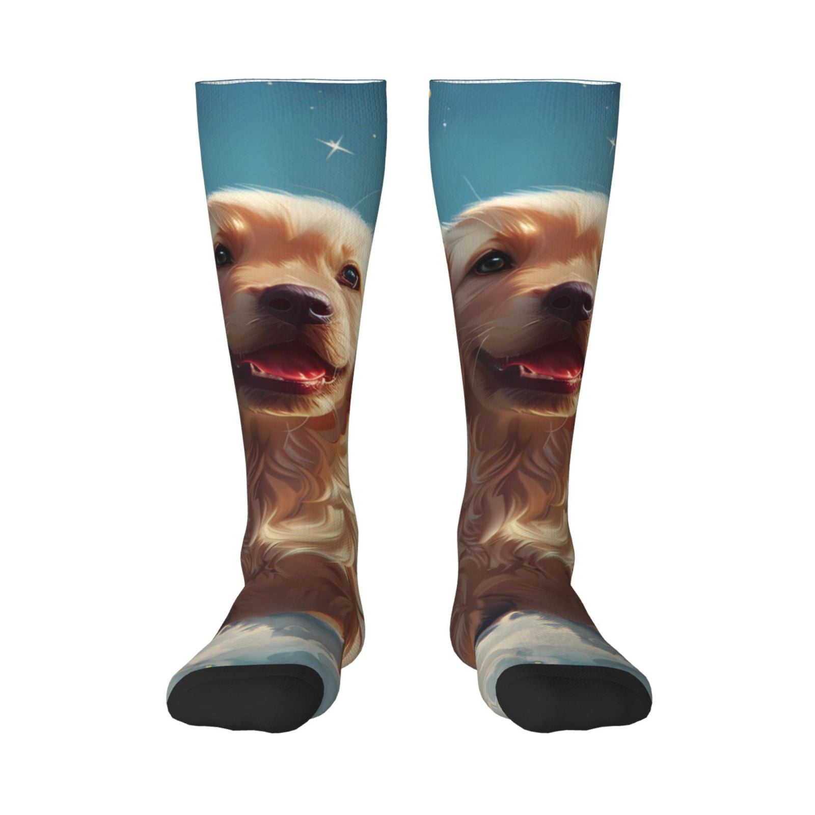 Adobk Cute Angel Winged Dog Print Knee High Socks Athletic Tube Socks