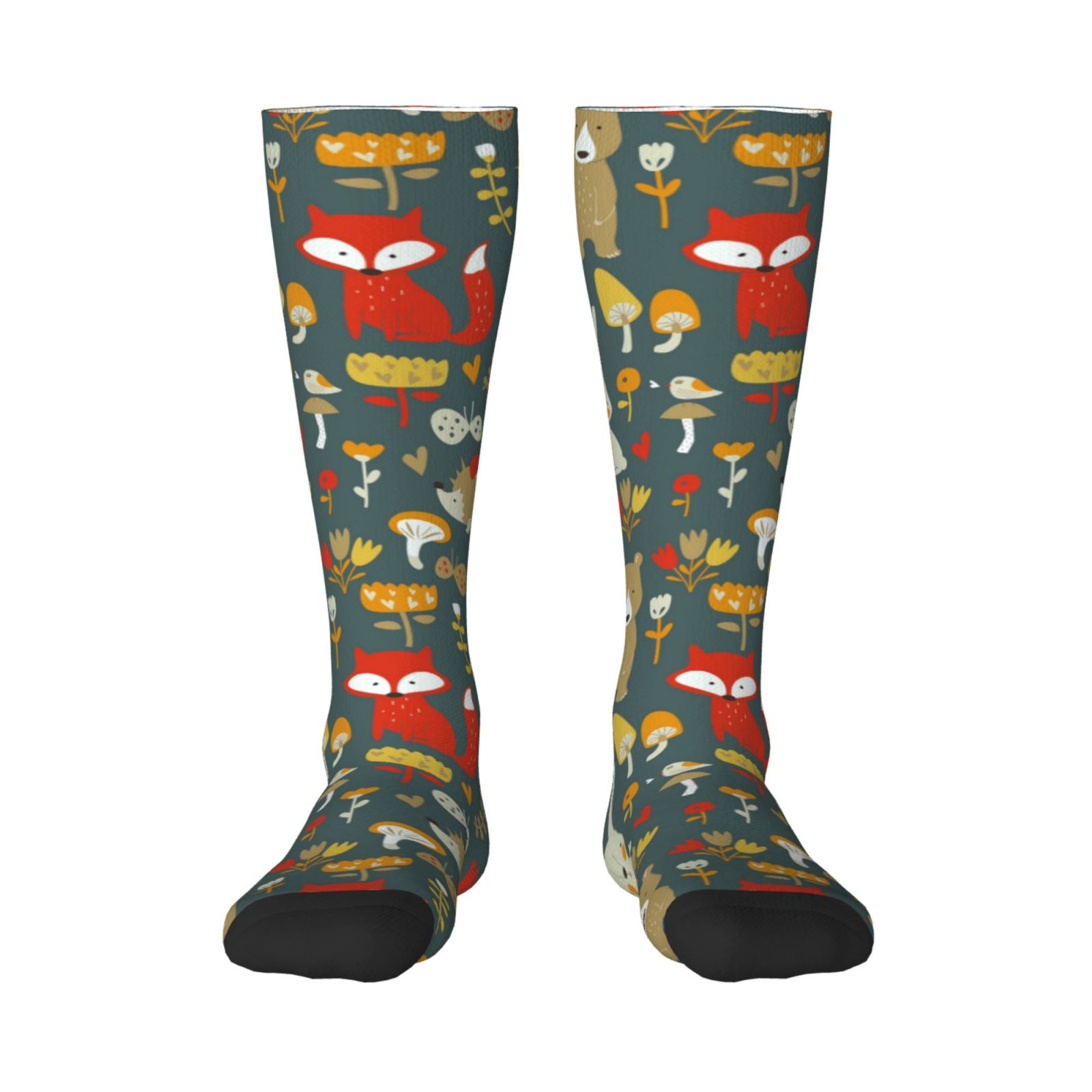 Adobk Cute Animal Forest Print Knee High Socks Athletic Tube Socks High